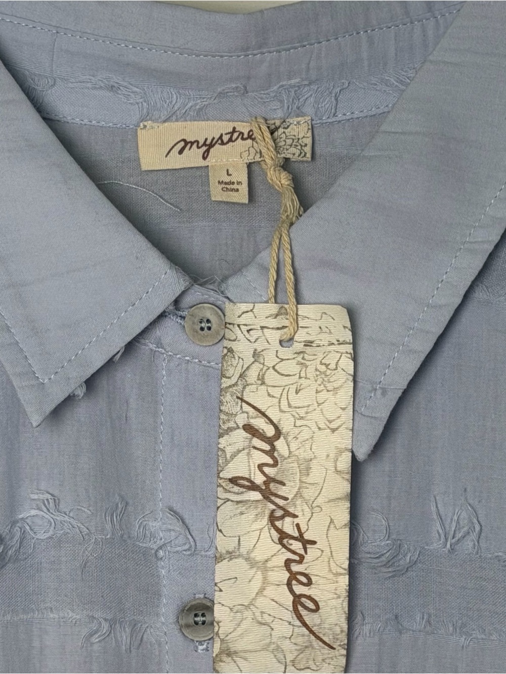 Mystree Women’s Pale Blue Casual Button-Down Shirt (6000)